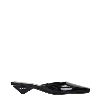 Black leather flat sandals, Black, medium