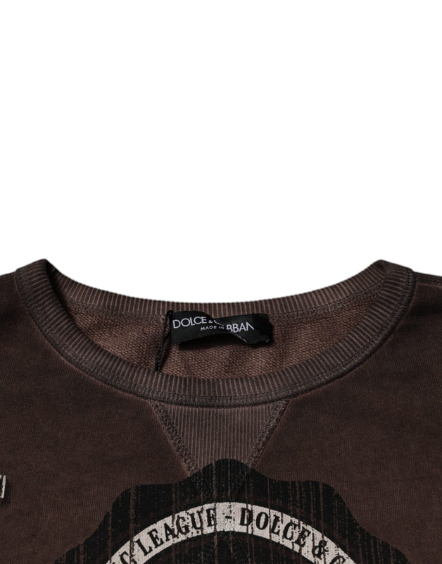 Brown logo print crew neck pullover sweater-null
