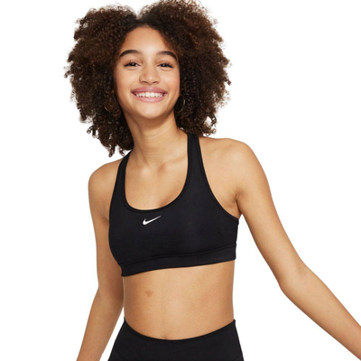 Girls pro Dri-FIT swoosh bra, Black / White, medium