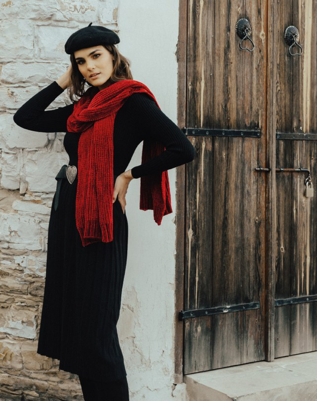 Super-soft velvet scarf red - red-null