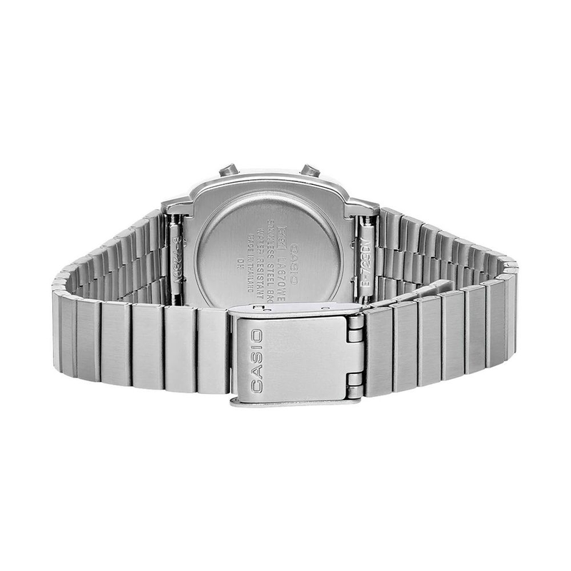 Gray stainless steel digital watch-null