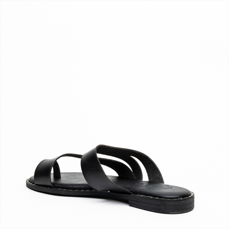 Product image: Athenais asymmetrical strap toe flat slider sandals with decorative sole-null