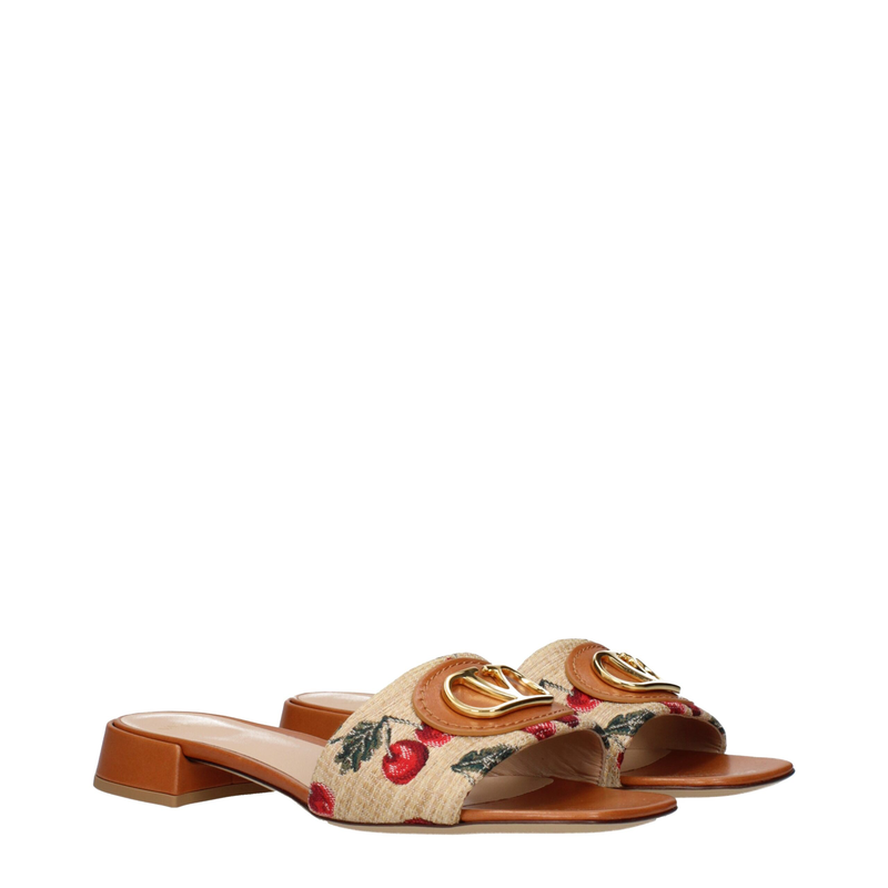 Beige raffia slippers-null