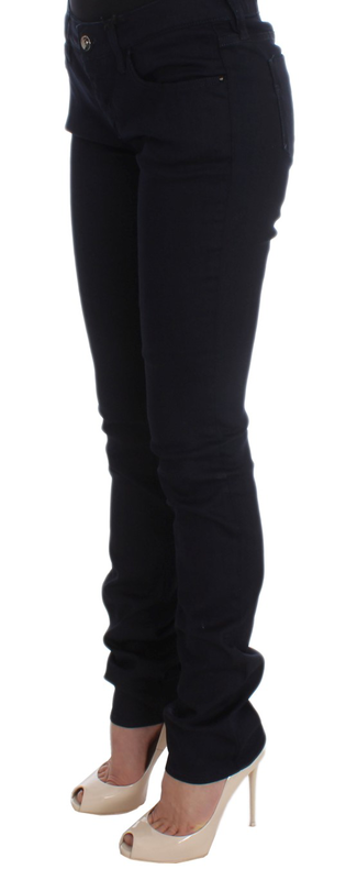 Blue cotton blend slim fit jeans-null