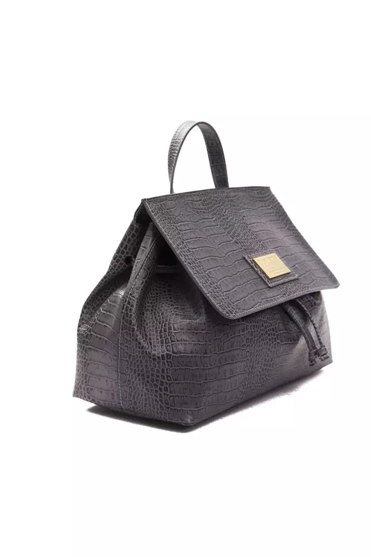 Gray leather women shoulder bag-null