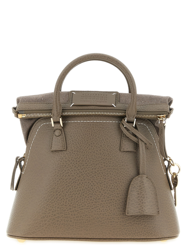 Gray calfskin shoulder bag-null