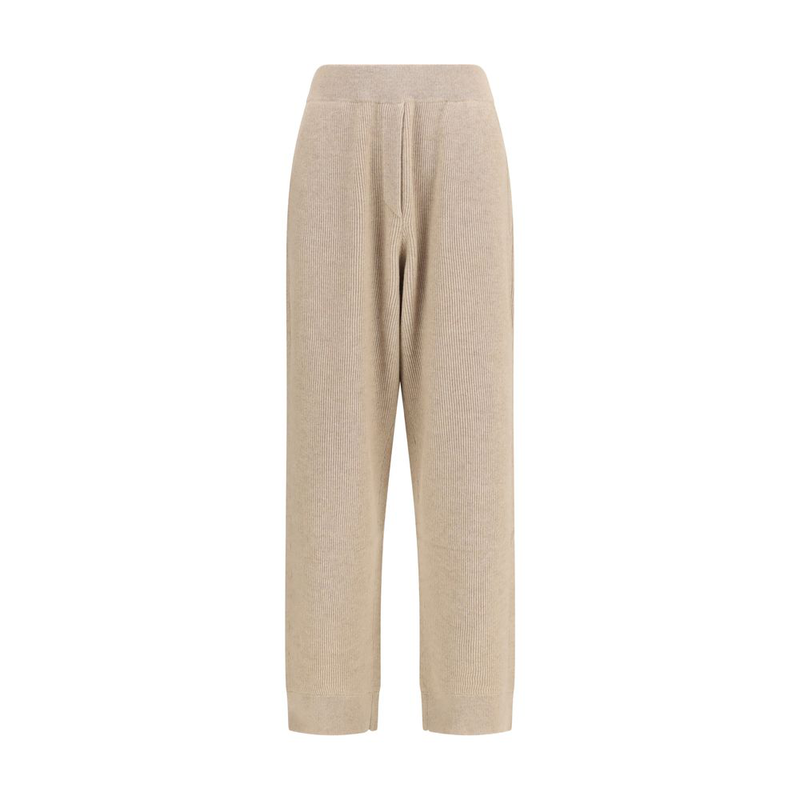 Beige cashmere casual pants-null