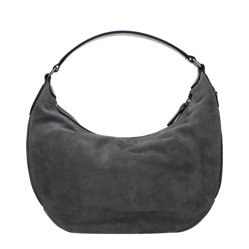 Gray leather shoulder bag-null