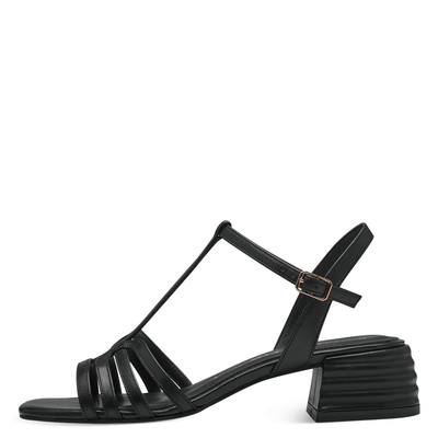 Women sandals 28223-42, Black Leather, medium