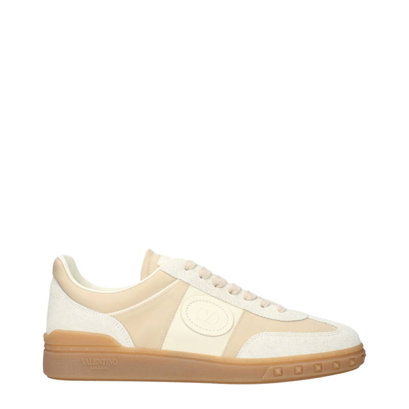 Beige fabric low top sneakers-null