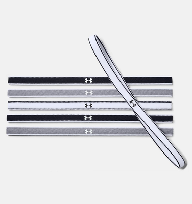 Women's ua mini headbands - 6 pack, White/black/grey, medium