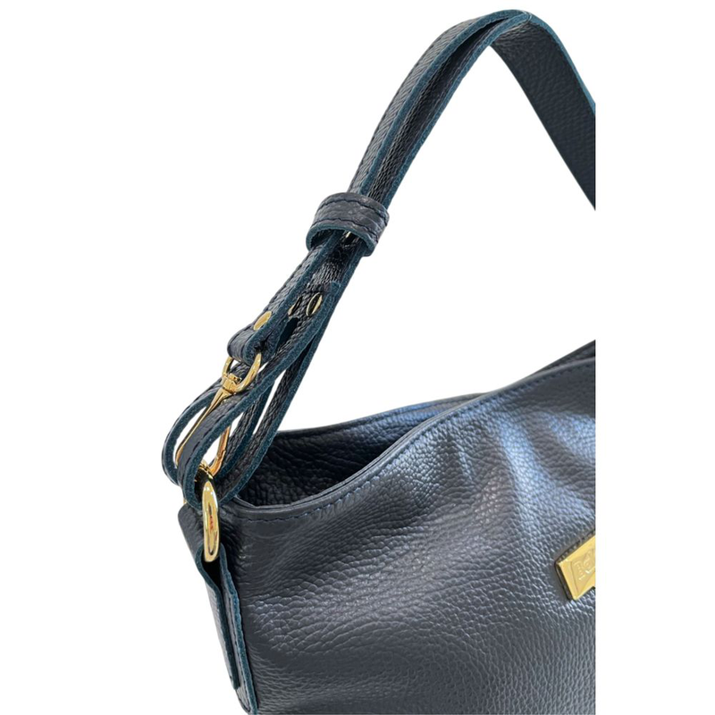Blue cowhide leather women shoulder bag-null