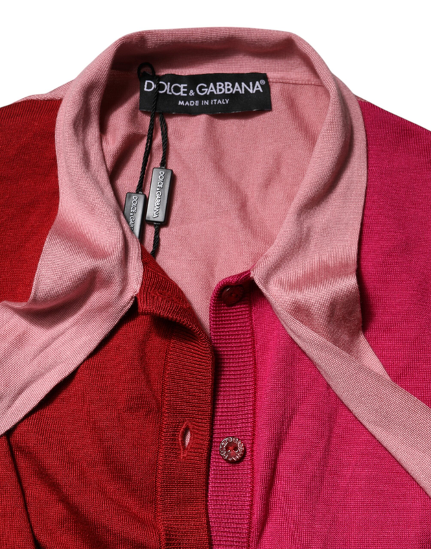 Pink short sleeves buttoned ascot collar top-null