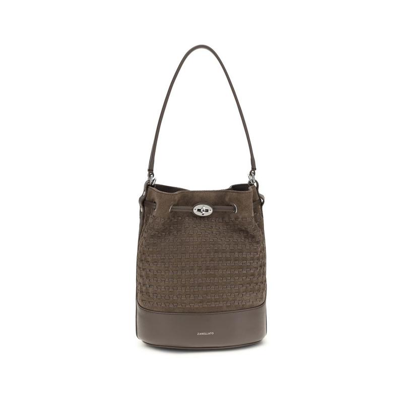 Brown calf leather bos taurus backet bag-null