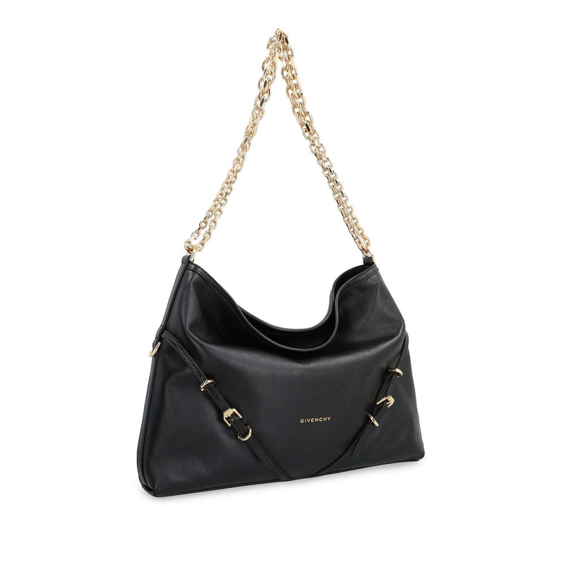 Black calfskin shoulder bag-null