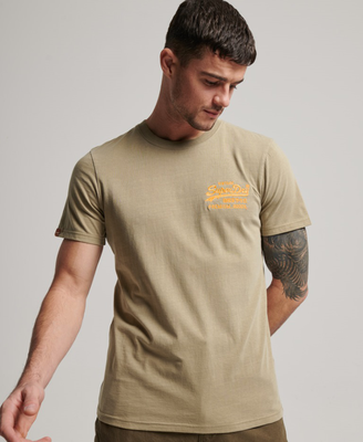 Superdry vintage vl neon tee, Canyon Sand Brown, medium