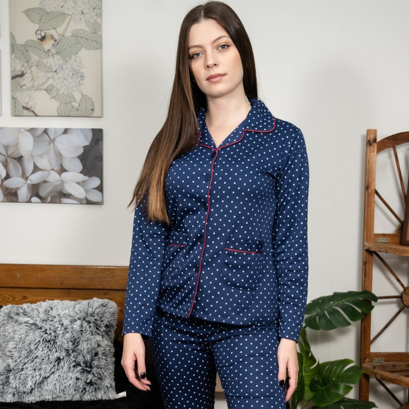 Ladys pajama with buttom in flanel fabric #it-5811-null