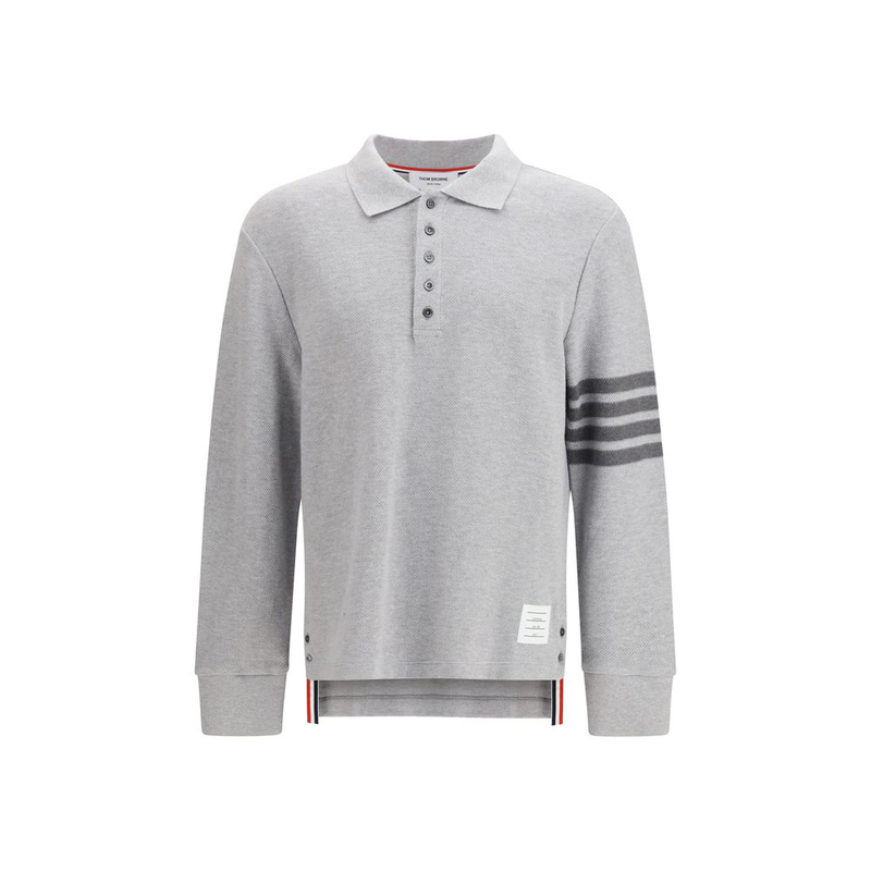 Gray cotton polo shirt-null