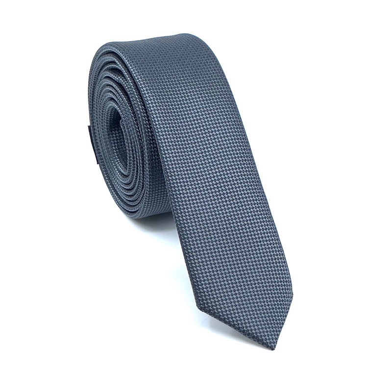 Textured skinny tie with handkerchief image number null