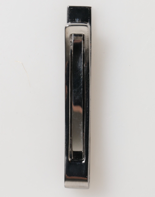 Silver tone brass logo branded men accessory tie clip bar, Silver, medium