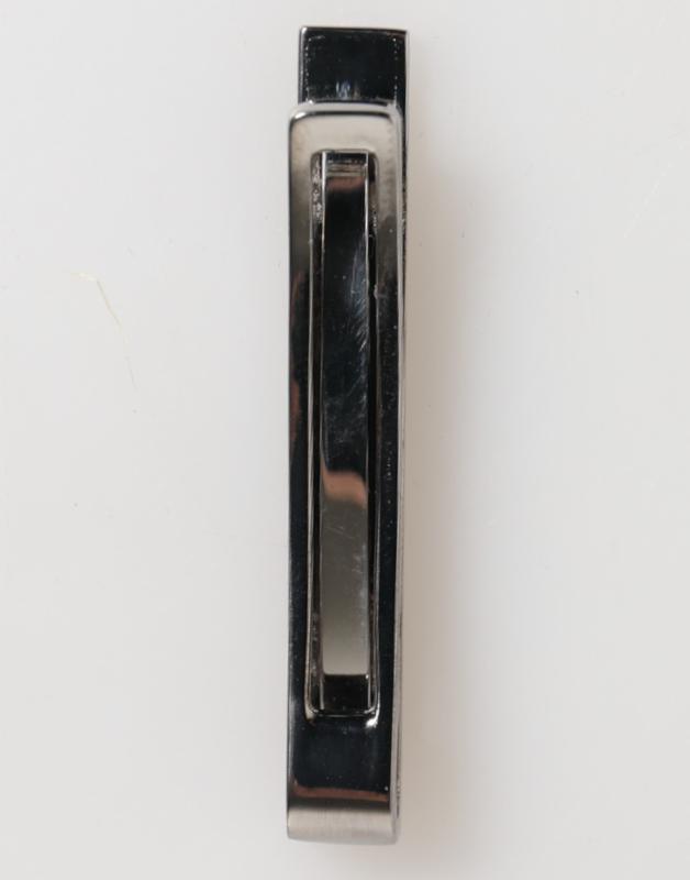 Silver tone brass logo branded men accessory tie clip bar-null