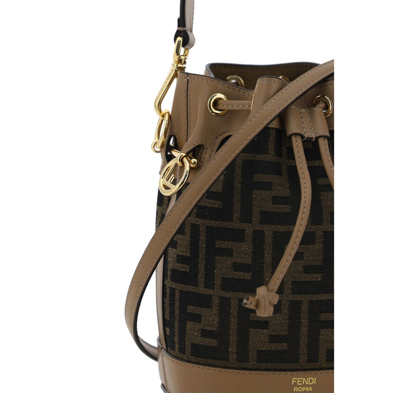 Brown polyester backet bag-null
