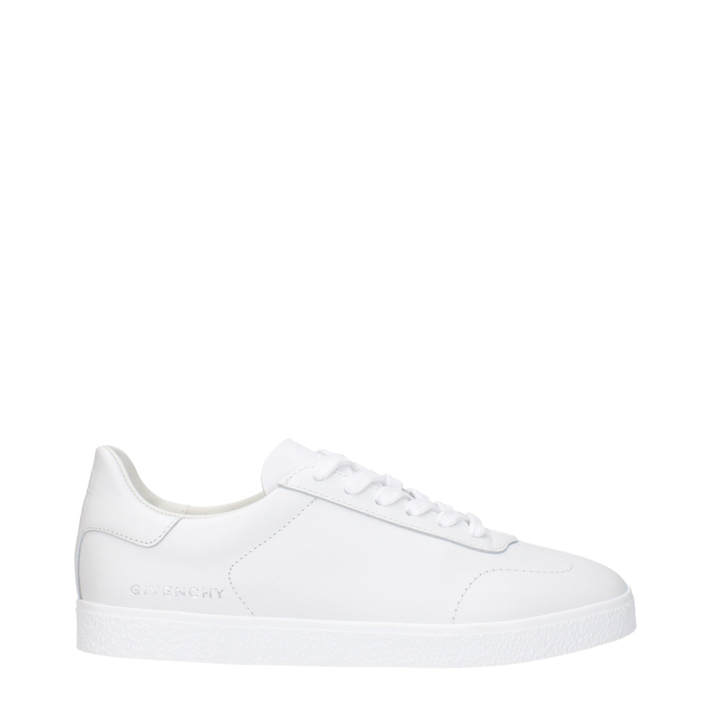 White leather low top sneakers-null