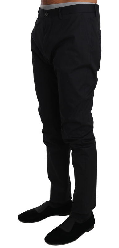 Black cotton stretch formal trousers pants-null