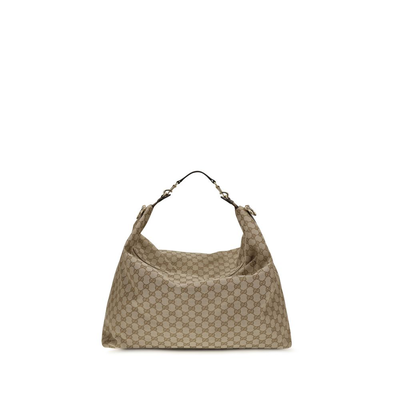 Beige fabric shoulder bag, Beige, medium