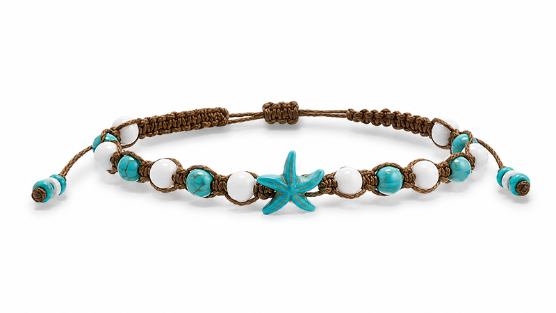 Starfish beaded adjustable anklet-null