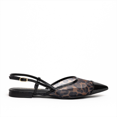 Via marte leopard mesh pointed ballerina flat pumps, Prints, medium
