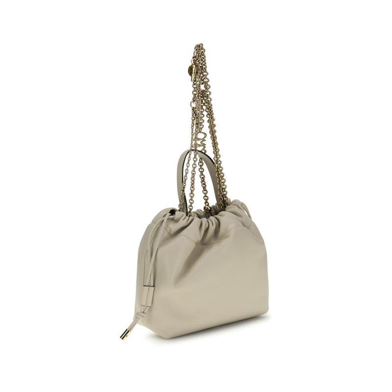 Beige lamb ovis aries aries shoulder bag-null