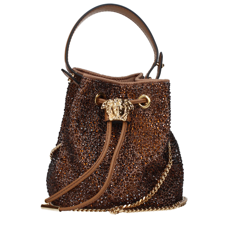 Brown satin handbag-null