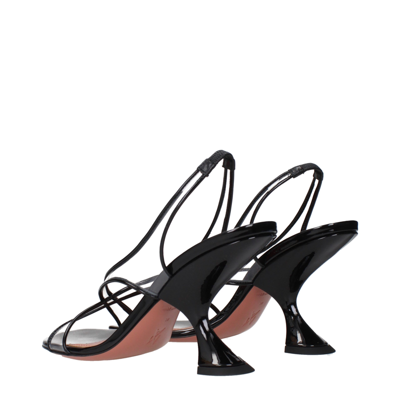 Black leather stiletto heel sandals-null
