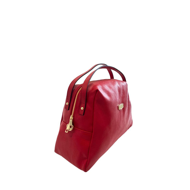 Red leather women shoulder bag-null