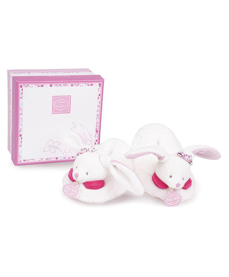 Doudou et compagnie cerise baby slippers with rattles cerise the rabbit