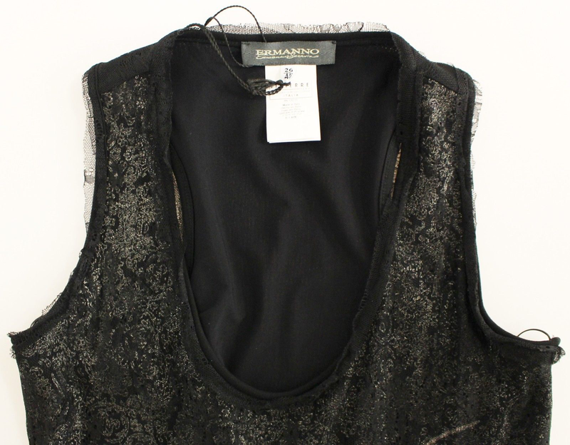 Black lace lined stretch mini dress-null