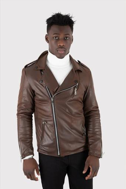 Stefan eco leather cross zip jacket-null
