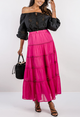 Gaudi long fuchsia cotton-blend skirt 511fd75005, Fuchsia, medium
