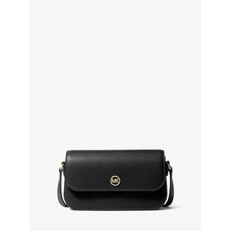 Black leather crossbody bag-null
