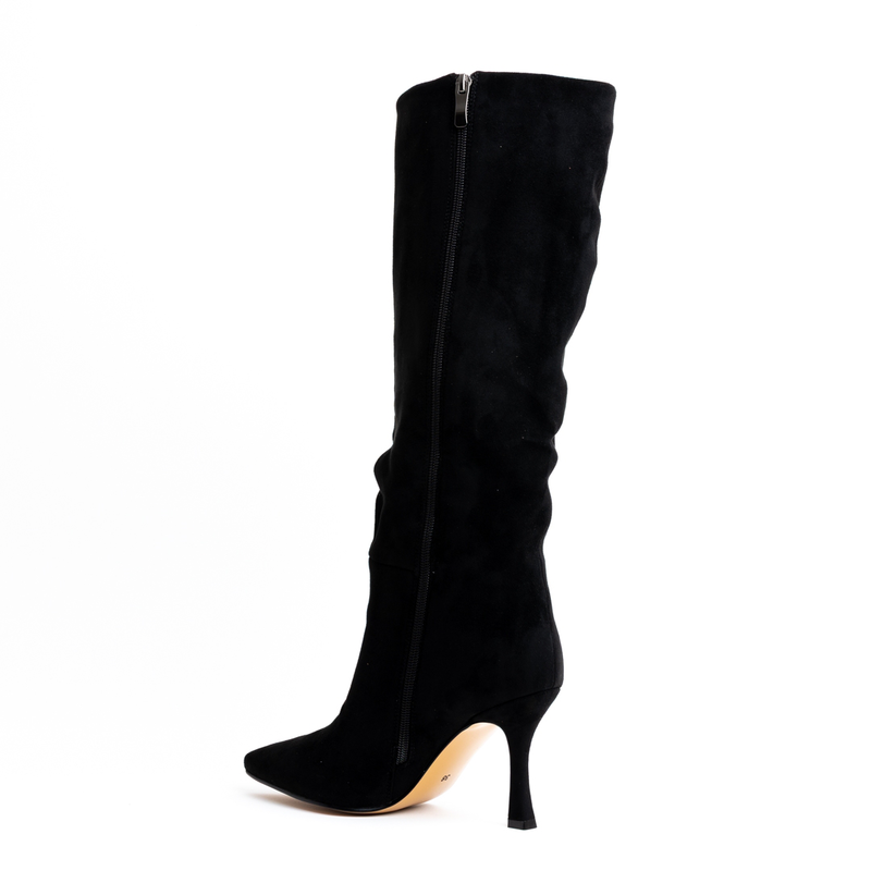 Miss belgini suede effect knee high flare heel boots-null
