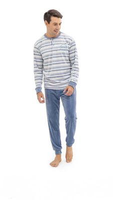 Mens velvet pyjama #q2101, Blue, medium