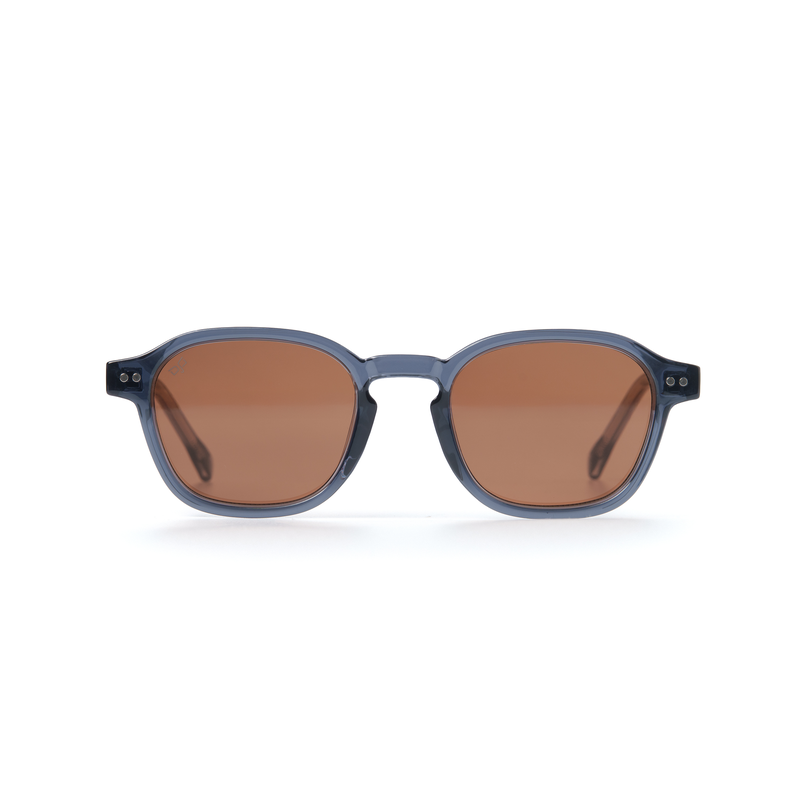 OJO sunglasses square clear blue frame and temples with brown lenses-null