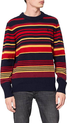 Geelong wool striped c-neck.multicolor.knit