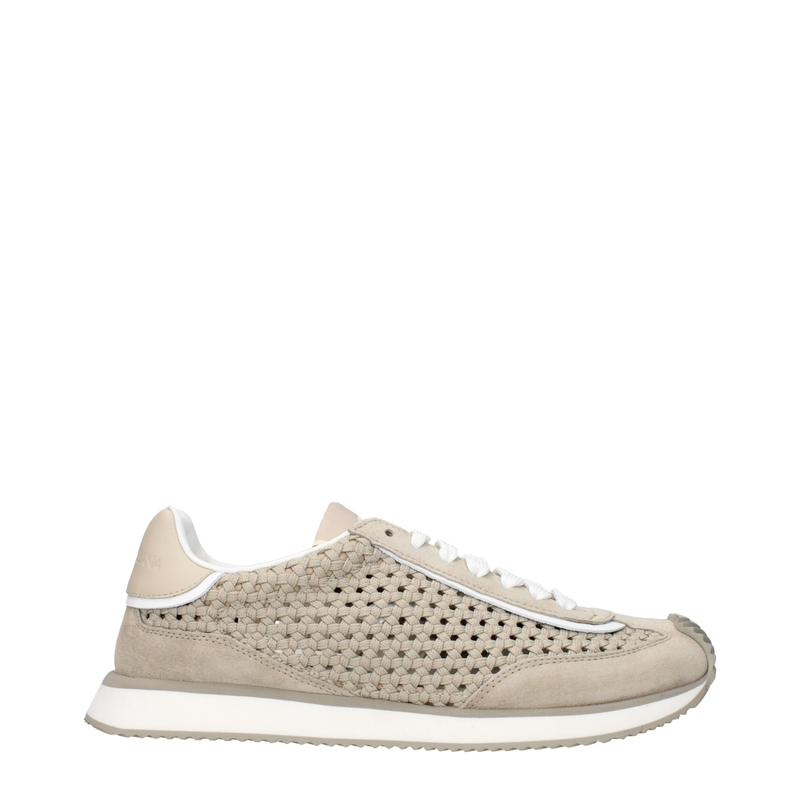 Beige fabric low top sneakers-null
