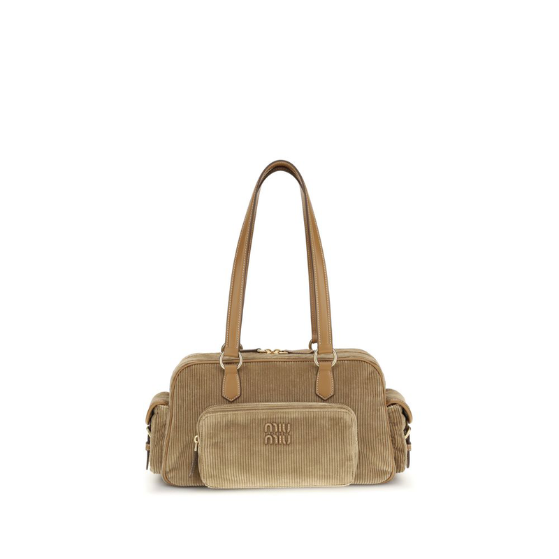Beige cotton shoulder bag-null