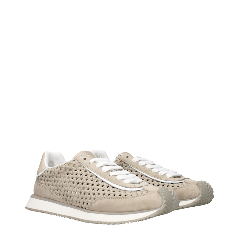 Beige fabric low top sneakers-null