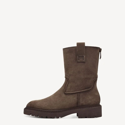 Tamaris women leather booties, Taupe, medium