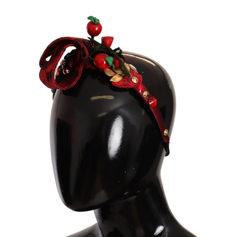 Red tiara berry fruit crystal bow hair diadem headband-null