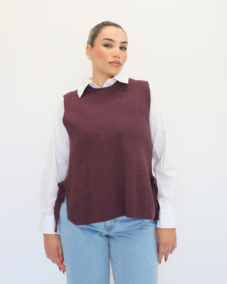 Knit top 8185, Burgundy/bordeaux, medium